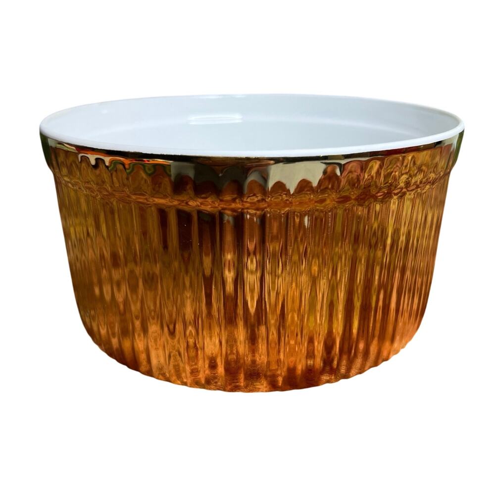 Vintage 70s Royal Worcester Large Souffle Lustre Gold Baker Rare Size 45 Shape 0